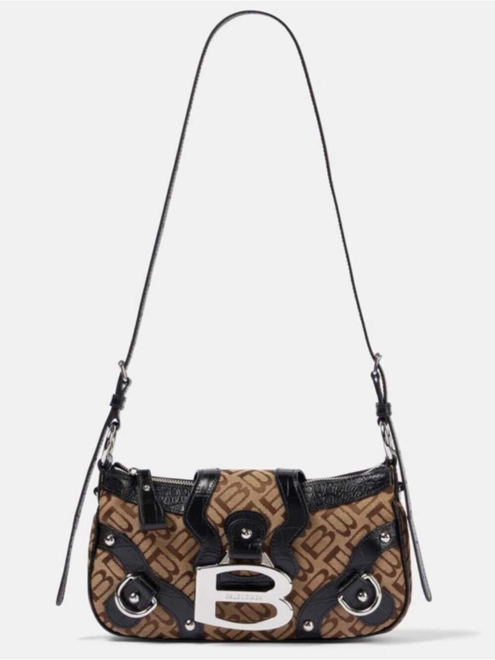 BALENCIAGA Essex Monogram Leather Small Shoulder Bag